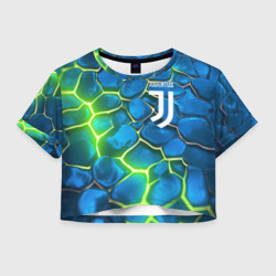 Женская футболка Crop-top 3D Juventus blue green neon