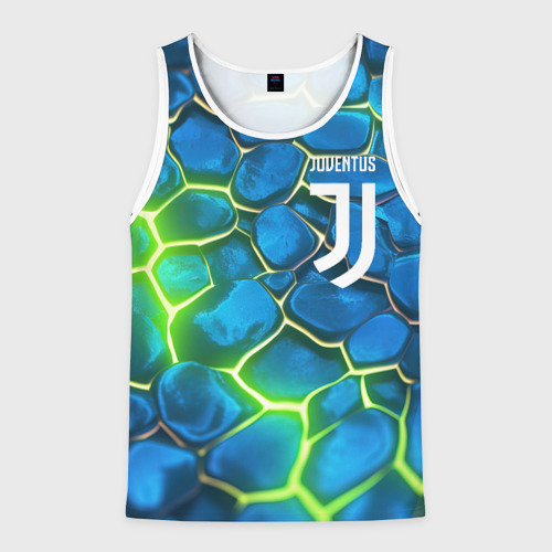 Мужская майка 3D Juventus blue green neon, цвет 3D печать