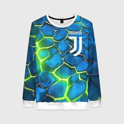 Женский свитшот 3D Juventus blue green neon, цвет 3D печать