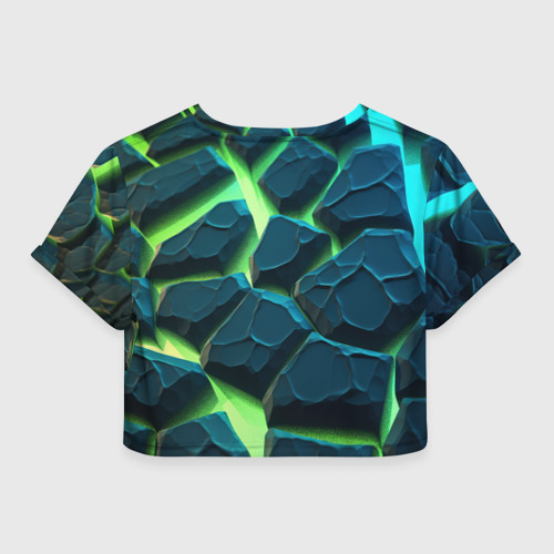 Женская футболка Crop-top 3D Juventus green  neon, цвет 3D печать - фото 2