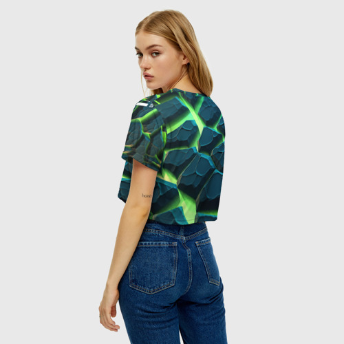 Женская футболка Crop-top 3D Juventus green  neon, цвет 3D печать - фото 5