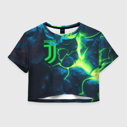 Женская футболка Crop-top 3D Juventus  green  neon