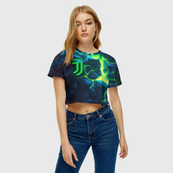 Женская футболка Crop-top 3D Juventus  green  neon - фото 2