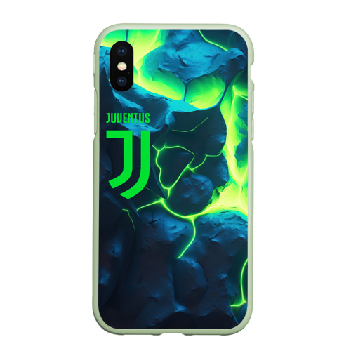 Чехол для iPhone XS Max матовый с принтом Juventus  green  neon, вид спереди #2