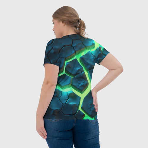 Женская футболка 3D с принтом CS GO green texture logo, вид сзади #2
