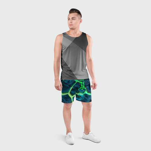 Мужские шорты спортивные Ювентус разлом зеленых плит, цвет 3D печать - фото 4