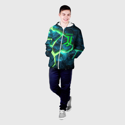 Мужская куртка 3D Ювентус разлом зеленых плит, цвет 3D печать - фото 3