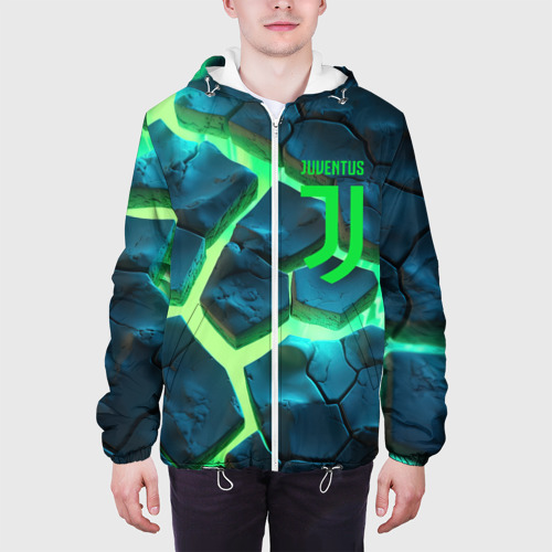 Мужская куртка 3D Ювентус разлом зеленых плит, цвет 3D печать - фото 4