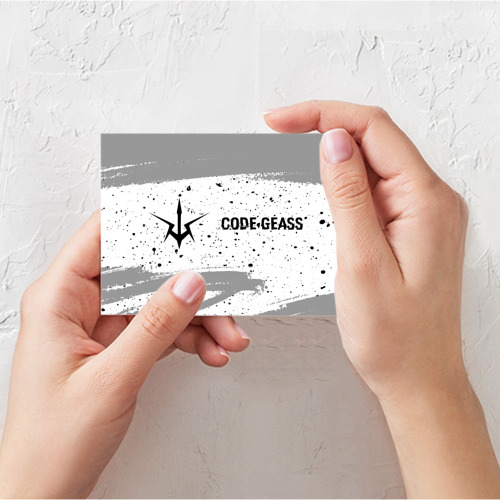 Поздравительная открытка Code Geass glitch на светлом фоне: надпись и символ, цвет белый - фото 3