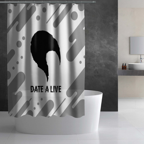 Штора 3D для ванной Date A Live glitch на светлом фоне - фото 2