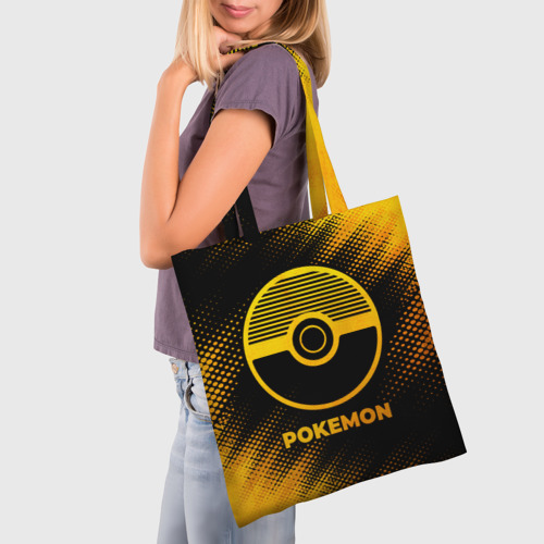 Шоппер 3D с принтом Pokemon - gold gradient, фото на моделе #1