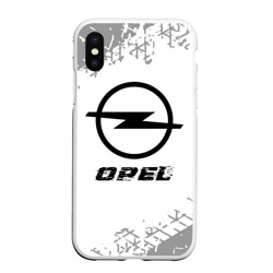 Чехол для iPhone XS Max матовый Opel Speed на светлом фоне со следами шин