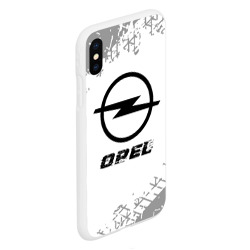 Чехол для iPhone XS Max матовый Opel Speed на светлом фоне со следами шин - фото 2