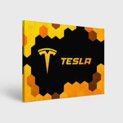 Холст прямоугольный Tesla - gold gradient: надпись и символ