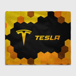 Плед 3D Tesla - gold gradient: надпись и символ