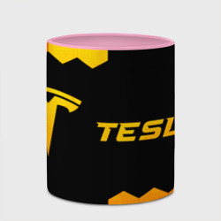 Кружка с полной запечаткой Tesla - gold gradient: надпись и символ - фото 2