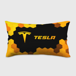 Подушка 3D антистресс Tesla - gold gradient: надпись и символ