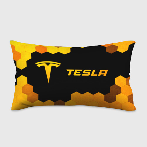 Подушка 3D антистресс Tesla - gold gradient: надпись и символ