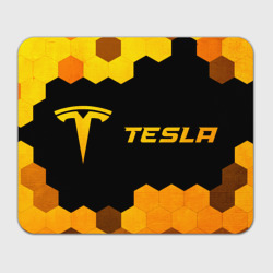Прямоугольный коврик для мышки Tesla - gold gradient: надпись и символ