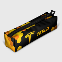 Пенал школьный 3D Tesla - gold gradient: надпись и символ