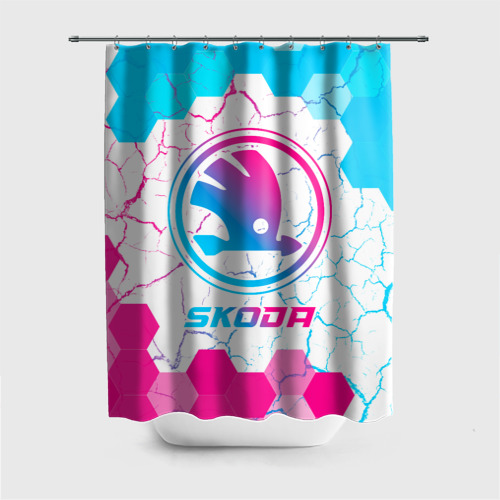 Штора 3D для ванной Skoda neon gradient style