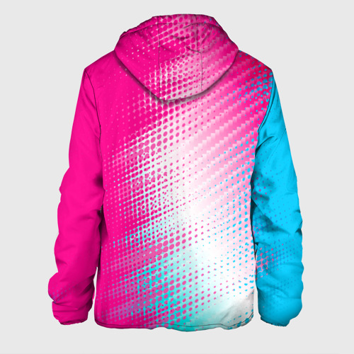 Мужская куртка 3D с принтом Nissan neon gradient style: по-вертикали, вид сзади #1