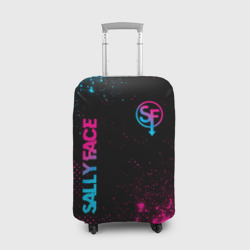 Чехол для чемодана 3D Sally Face - neon gradient: надпись, символ