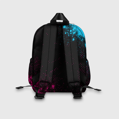 Детский рюкзак 3D с принтом Sally Face - neon gradient: надпись, символ, вид сзади #2
