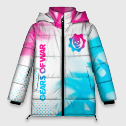 Женская зимняя куртка Oversize Gears of War neon gradient style: надпись, символ