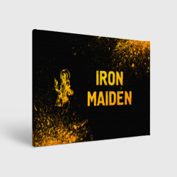 Холст прямоугольный Iron Maiden - gold gradient: надпись и символ