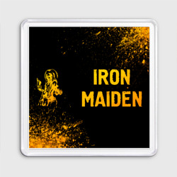 Магнит 55*55 Iron Maiden - gold gradient: надпись и символ