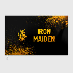Флаг 3D Iron Maiden - gold gradient: надпись и символ