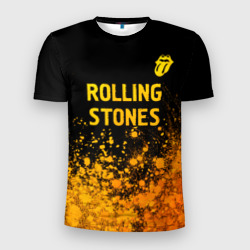 Мужская футболка 3D Slim Rolling Stones - gold gradient: символ сверху