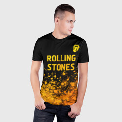 Мужская футболка 3D Slim Rolling Stones - gold gradient: символ сверху - фото 2
