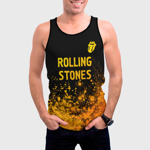 Мужская майка 3D Rolling Stones - gold gradient: символ сверху, цвет 3D печать - фото 3