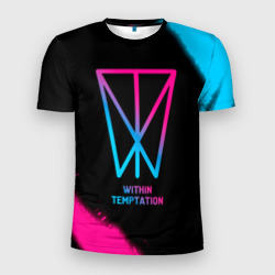 Мужская футболка 3D Slim Within Temptation - neon gradient