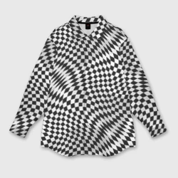 Мужская рубашка oversize 3D Черно-белая шахматная иллюзия