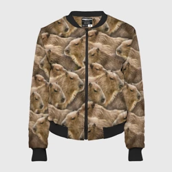 Женский бомбер 3D Паттерн с капибарами - грызуны