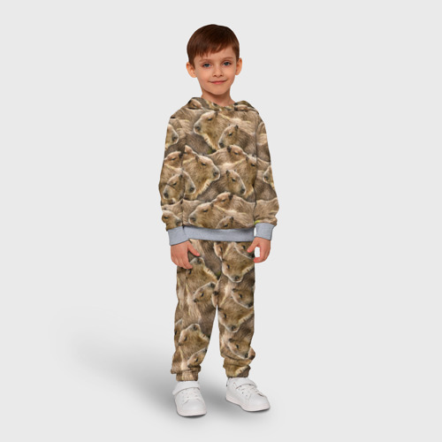 Детский костюм с толстовкой 3D Паттерн с капибарами - грызуны, цвет меланж - фото 3