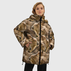 Женская зимняя куртка Oversize Паттерн с капибарами - грызуны - фото 2