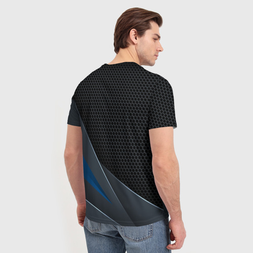 Мужская футболка 3D с принтом Фольцваген - синяя броня, вид сзади #2