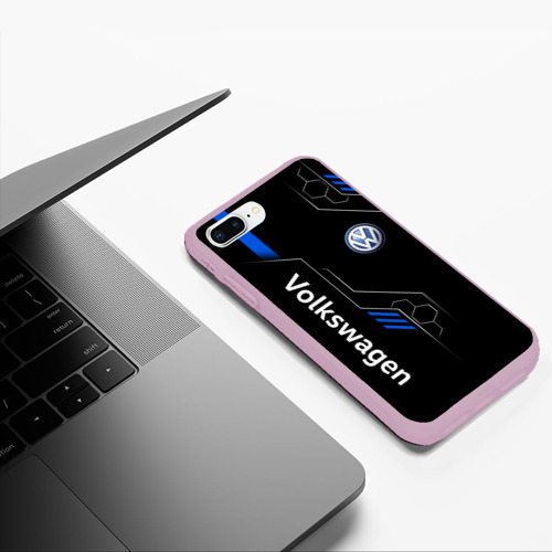 Чехол для iPhone 7Plus/8 Plus матовый Volkswagen - blue technology, цвет розовый - фото 5