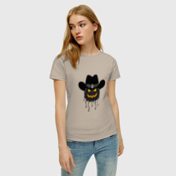 Женская футболка хлопок Стильный фонарь Джек Тыква на Хеллоуин - фото 2