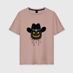 Женская футболка хлопок Oversize Стильный фонарь Джек Тыква на Хеллоуин