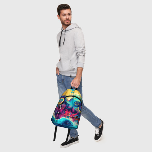 Рюкзак 3D Разноцветный осьминог на волнах красок - фото 6
