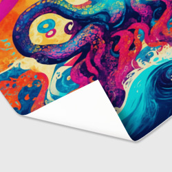 Бумага для упаковки 3D Разноцветный осьминог на волнах красок - фото 2