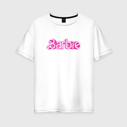 Женская футболка хлопок Oversize с принтом Барби - Фильм Логотип, вид спереди #2