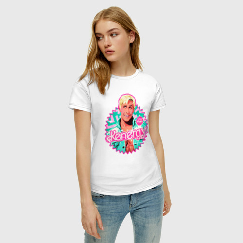 Женская футболка хлопок с принтом Кен Барби, фото на моделе #1