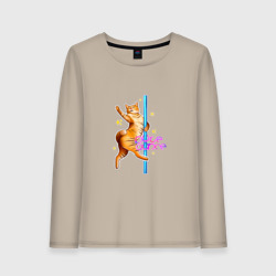 Женский лонгслив хлопок Поледэнс кот стрип пластика на шесте