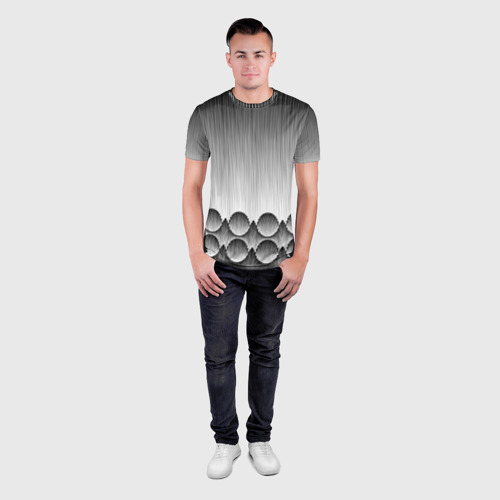 Мужская футболка 3D Slim Круглая полосатая геометрия, цвет 3D печать - фото 4